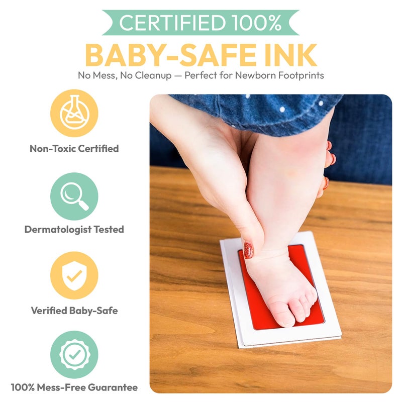 Tiny Gifts Clean Touch Ink Pad for Baby Handprints and Footprints - Inkless Infant Hand & Foot Stamp - Safe for Babies, Doesn’t Touch Skin - Perfect Family Memory or Gift - Red Print Kit by Tiny Gifts - Image 3
